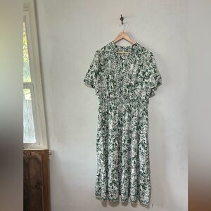 Max Studio Green and White Midi Dress wedding guest party